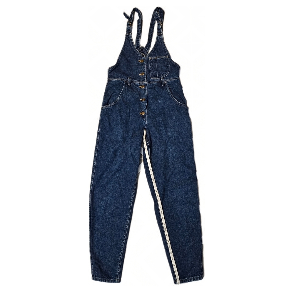 Vintage Lee Womens Denim Bib Overalls Button Front Taper Leg Size 3 Made In USA - Picture 8 of 12